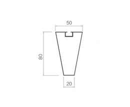 Screw slot trapezoid square pipe 20w-50h-50d